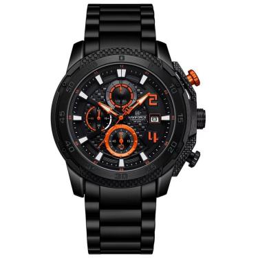 Imagem de Relógio Masculino De Aço Inoxidável Quartzo Multifuncional Esportivo Impermeavel Laranja