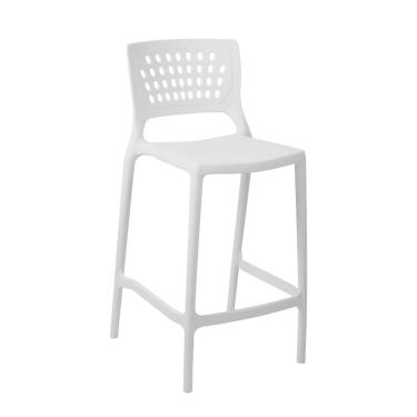 Imagem de Banqueta Alta para Bancada e Cozinha Branca Empilhável Marte em Polipropileno Acrilys