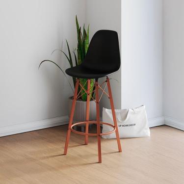 Imagem de Banqueta Eames Tubo Ferro Cobre Assento Preto