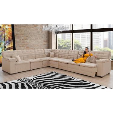 Imagem de Sofá Magno 3.32x4.57m De Canto, Retrátil E Reclinável - Bege