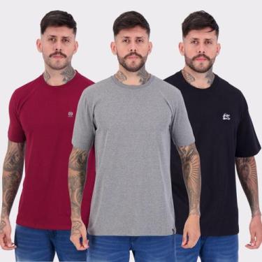 Imagem de Kit 03 Camisetas Nicoboco Cinza Preta e Bordô, G