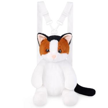 Imagem de Bolsa feminina em forma de gato, bolsa tiracolo de pelúcia, preta, divertida, peluda, felpuda, bolsa de ombro fofa (gato preto), Colorido., Gato Calico