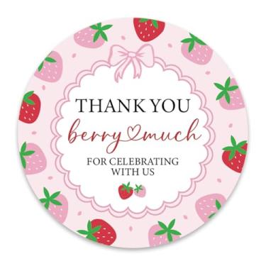 Imagem de Adesivos de chá de bebê de morango, adesivos Berry Sweet Thank You Favor para envelopes de lembrancinhas de doces de festa de aniversário, 40 peças de lembrancinhas autoadesivas redondas de 5 cm -05
