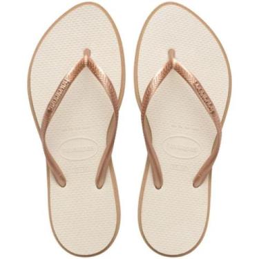 Imagem de Chinelo Havaianas Slim Point Feminino - Off White e Bege, 33/34