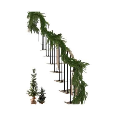 Imagem de Guirlanda De Natal Artificial De Pinheiro Norfolk Realista Para Decora