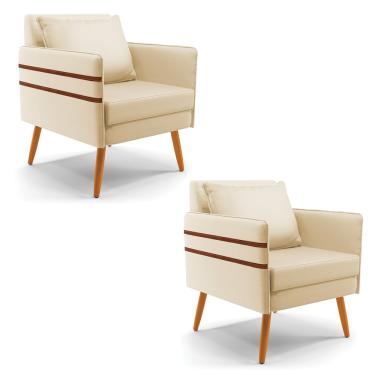 Imagem de Kit 02 Poltronas Mari Corino Pés Palito Castanho - D'Rossi