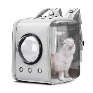 Imagem de Mochila Bolsa Pet Transporte Gato Cachorro Astronauta Cinza - PAWS