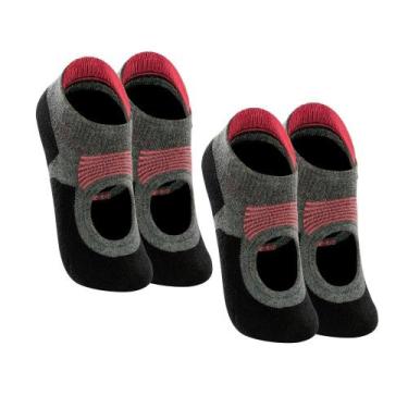Imagem de Kit 2 Pares De Meia Lupo Pilates Antiderrapante Sapatilha, Chumbo, P 3