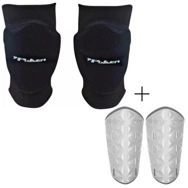 Imagem de Kit 01 Caneleira Penalty Matis Juvenil+01 Joelheira Poker Pro Indoor Júnior