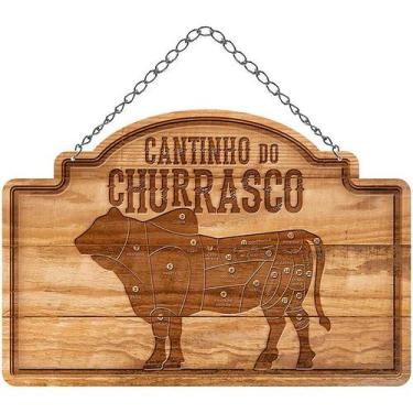 Imagem de Placa Decorativa Em Mdf - Cantinho Do Churrasco 27,5x20cm - R + adesiv