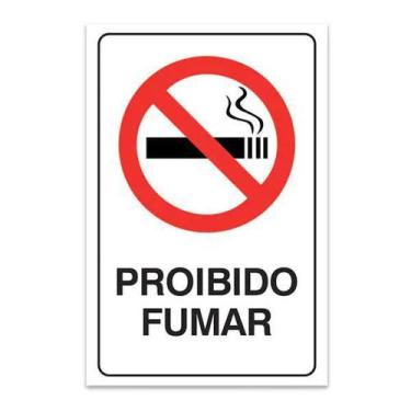 Imagem de Kit 2 Placas Proibido Fumar Branca, Preta e Vermelha Poliestireno PS 2