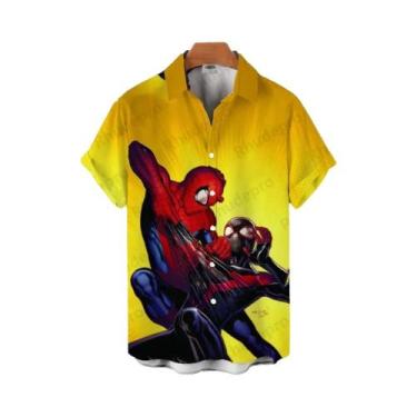 Imagem de Camisas Havaianas Do Homem-Aranha Para Homens E Mulheres, Roupas Casua