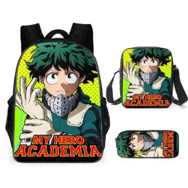 Imagem de Conjunto de mochilas My Heros Academias Satchel Anime para crianças - 