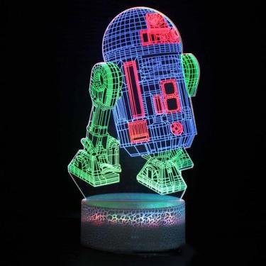 Imagem de Lâmpada de ilusão LED 3D Night Light R2D2 Anime para crianças - yiweis