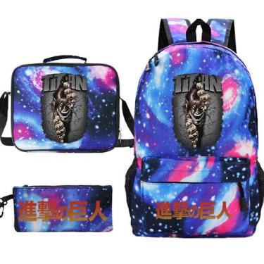 Imagem de Conjunto de mochilas escolares Attacks Titans, 3 unidades para estudan