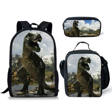 Imagem de Conjunto de mochilas: bolsa casual Fierce Dinosaur para crianças, 3 pe