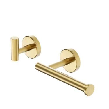 Imagem de Acessórios lavabo, 2 peças porta papel e toalha, dourado - GoldenX