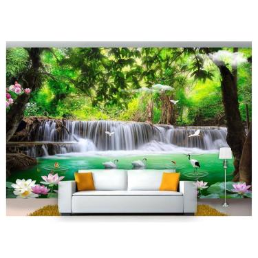 Imagem de Papel De Parede Cachoeiras Animais Pássaros 3D 7,50M² Xch02