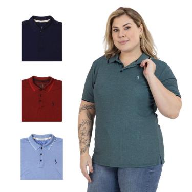 Imagem de Kit 4 Camisa Polo Feminina Plus Size Casual Elegante-Feminino