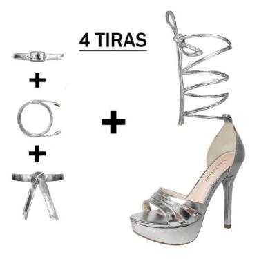 Imagem de Meia Pata Troca Tira Salto Alto Fino 14cm Luiza Sobreira Prata Mod. 22