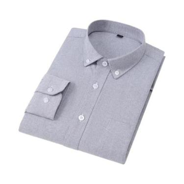 Imagem de Camisa Oxford De Algodão Masculina De Manga Longa, Confortável E Macia