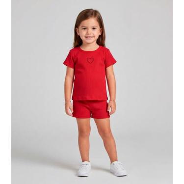 Imagem de Conjunto Infantil Feminino Blusa e Short Select Vermelho, 2, Vermelho