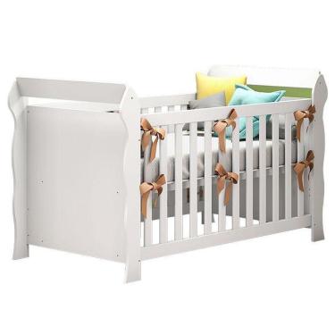 Imagem de Quarto De Bebê Duda 3 Portas E Berço Americano Lara Branco Brilho Com Colchão Ortobom – Phoenix Baby