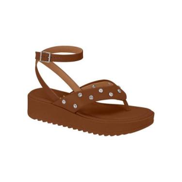 Imagem de Sandália Vizzano Feminina Flatform Pedrarias Conforto Marrom Cor:Marro