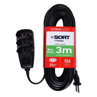 Imagem de Extensao Eletrica Cabo PP 3x0,75x 3m 2P+T 10A DN1786 3 Tomadas - Danev