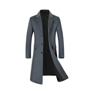 Imagem de Casaco De Lã Masculino Grosso Para Outono E Inverno, Trench Coat Longo