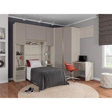 Imagem de Guarda Roupa Canto Casal Prime Plus 2 Portas Bater MDP Legno Crema-Connect Kit