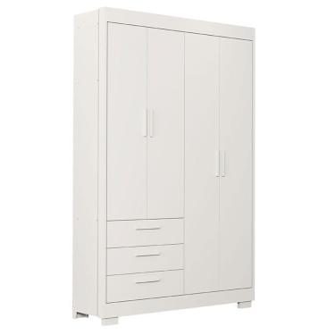 Imagem de Guarda Roupa Infantil Zaki 4 Portas 3 Gavetas MDF Branco Acetinado Reller Móveis Infantis