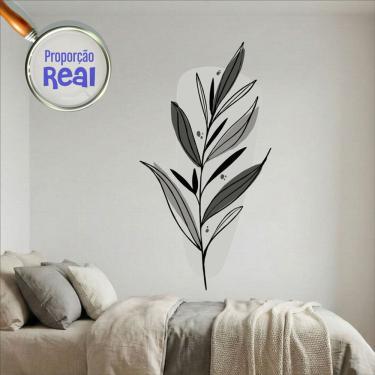 Imagem de Adesivo Floral Boho Cinza Estilo Nórdico 79x150 Minimalista Mod.03