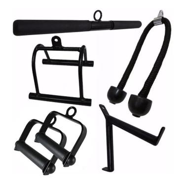 Imagem de Puxador Musculação Kit Crossover Academia Completo 6 Peças-Unissex