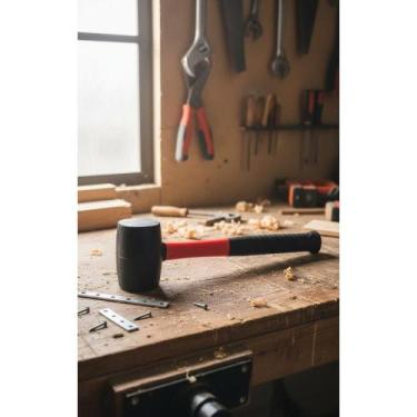 Imagem de Martelo Borracha Preta 50mm: Impacto Suave, Cabo Fibra - Congratulatio