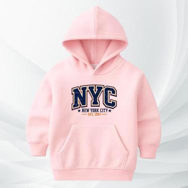 Imagem de Blusa Moletom Infantil NYC New York City Moleton Com Capuz Flanelado Confortável College Inverno-Unissex