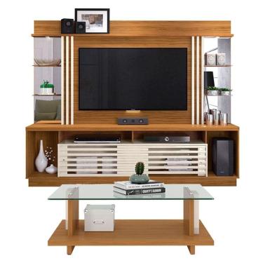 Imagem de Estante Home Theater com Mesa de Centro Frizz Gold Naturale Off White – Madetec