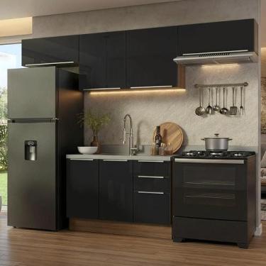 Imagem de Armário De Cozinha Completa 280 Cm Rustic/preto Lux Madesa 02 Rustic/p