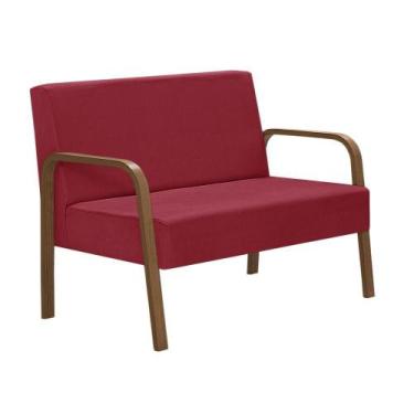 Imagem de Poltrona 2 Lugares Jade Braço Madeira Suede Vermelho - D SALLA