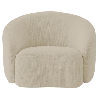 Imagem de Kit Recamier Curvo Amsterdã e Poltrona Amore 3 Lugares 160cm Bege Bouclé Clássico para Sala