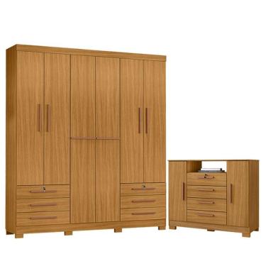 Imagem de Cômoda Madri E Guarda Roupa Casal Londres Carvalho Americano Tx -incorplac