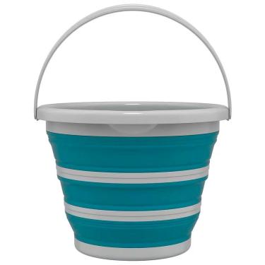 Imagem de Balde Retrátil Flashlimp 10L para Armazenar Água em PP TPR com Alça de Mão Verde Esmeralda