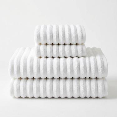 Imagem de Jogo de Toalha Banho Banhão e Rosto Wave 4 Peças 100% Algodão Super Macio Premium Casa...