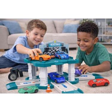 Imagem de Brinquedo Pista de Corrida Racing Montável  Cenário + 2 Carrinhos + Pe