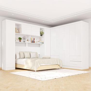 Imagem de Guarda-Roupa Casal Modulado Andorra 10 Portas 4 Gavetas Branco - Pnr Móveis