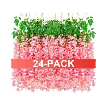 Imagem de 24 Peças De Flores Artificiais De Glicínia, Guirlanda Suspensa De Hera