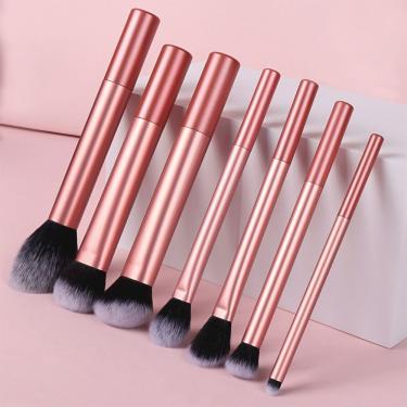 Imagem de Conjunto de Pincéis de Maquiagem 7 Peças para Blush Pó Corretivo e Sombra com Cerdas Sintéticas Laranja OEM