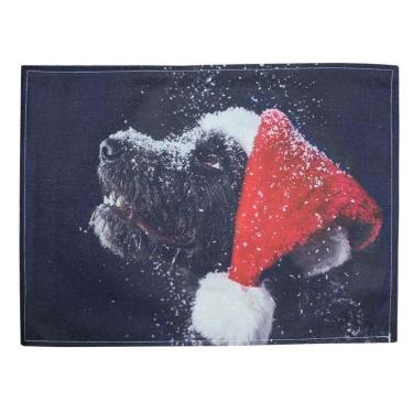 Imagem de Jogo Americano Estampa Natal Cachorro Natalino 100% Algodão 33CM X 45CM 4 Peças Vermelho Outras Marcas