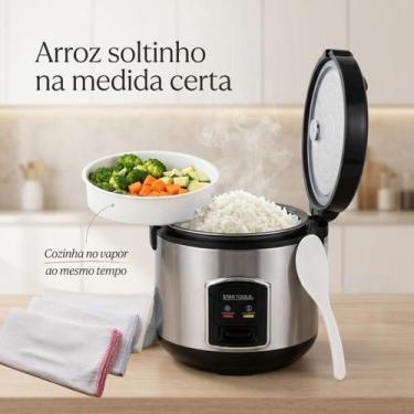 Imagem de Panela de Arroz Elétrica 1 Litro 220V Preta Antiaderente Compacta com 
