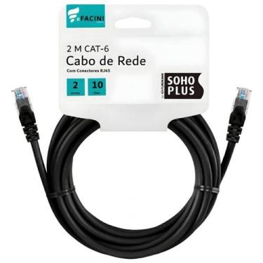 Imagem de Cabo de Rede eFacini Preto CAT6 Furukawa 100% Cobre, Anatel 2 Metros